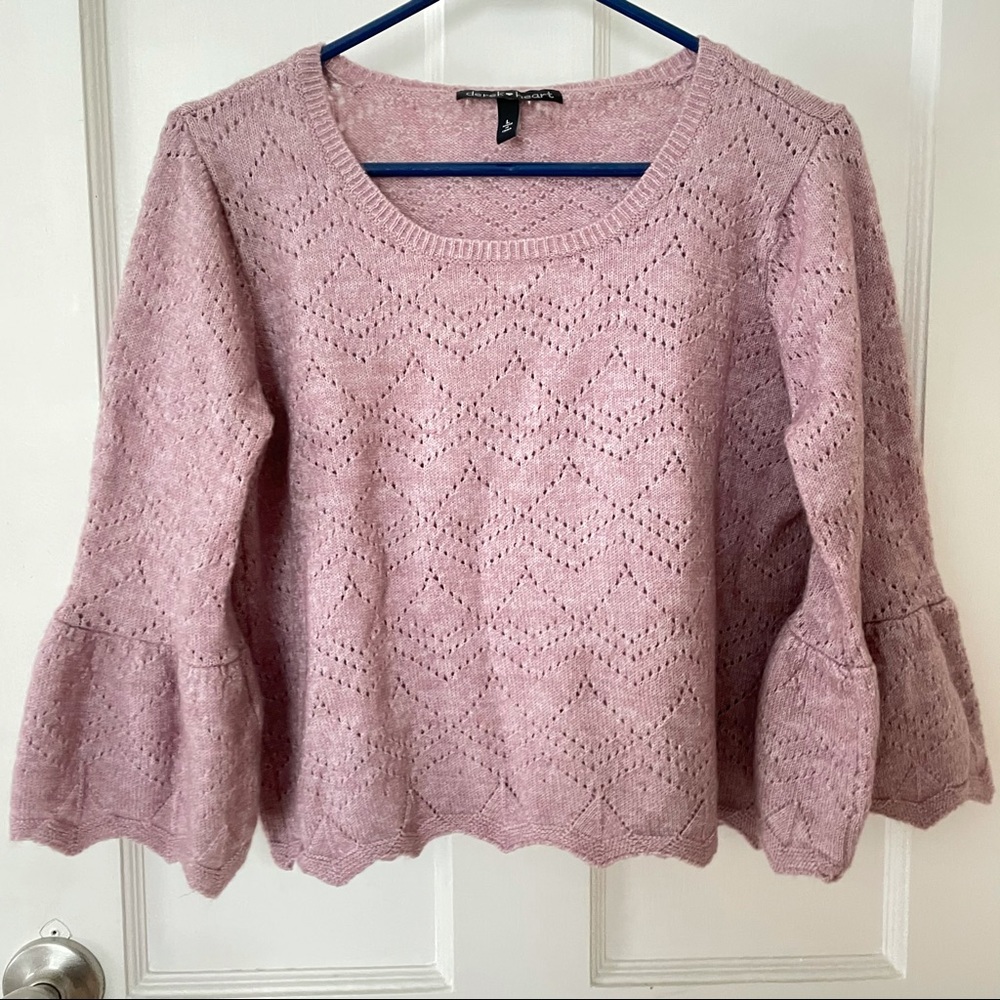 Knitted cropped sweater, bell sleeves Boho sweater
